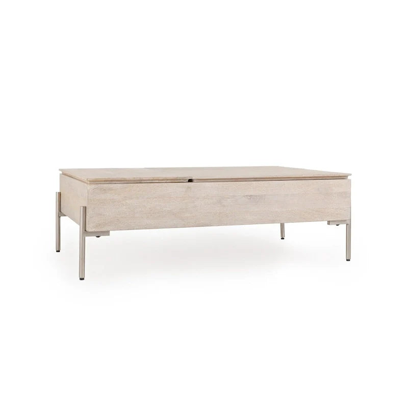 Rocklin White Mango Wood Lift-Top Coffee Table by Classic Home 1
