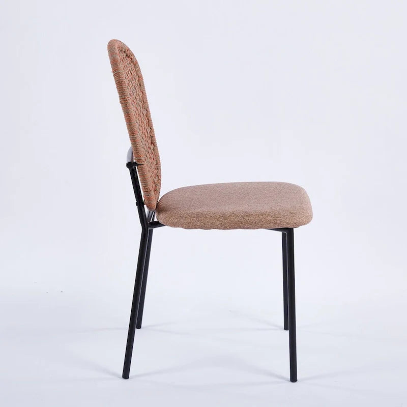 Set of 4 Upholstered Sennit Dining Chairs Featuring Sturdy Metal Legs 3