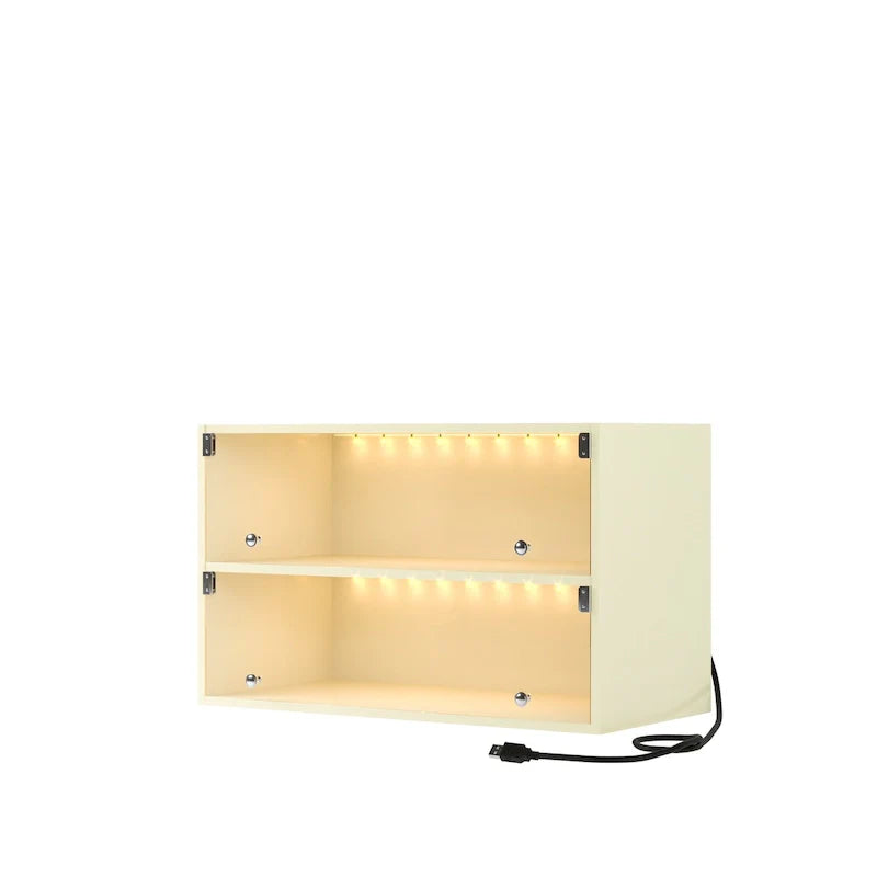 LED-Illuminated Glass Door Shoe Storage Cabinet for Sneakers 12