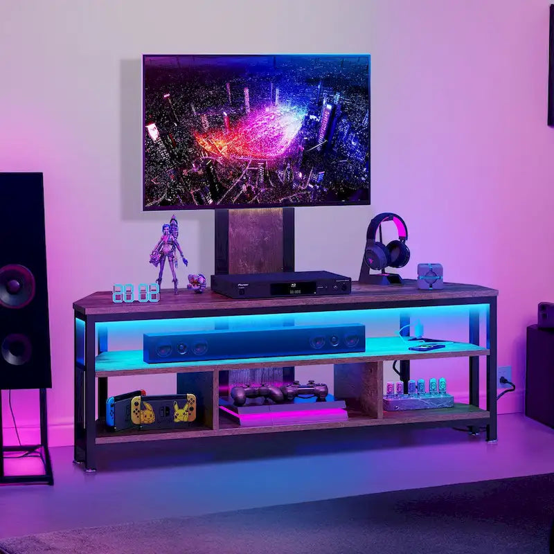 Moasis LED TV Stand with Mount, Power Outlet, and USB Port for TVs up to 70 inches 2