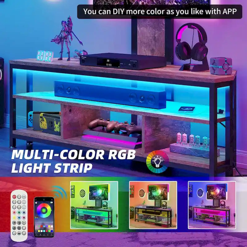 Moasis LED TV Stand with Mount, Power Outlet, and USB Port for TVs up to 70 inches 3