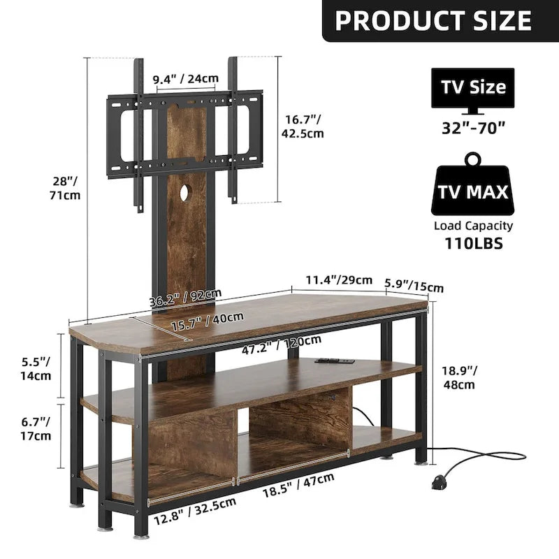 Moasis LED TV Stand with Mount, Power Outlet, and USB Port for TVs up to 70 inches 7