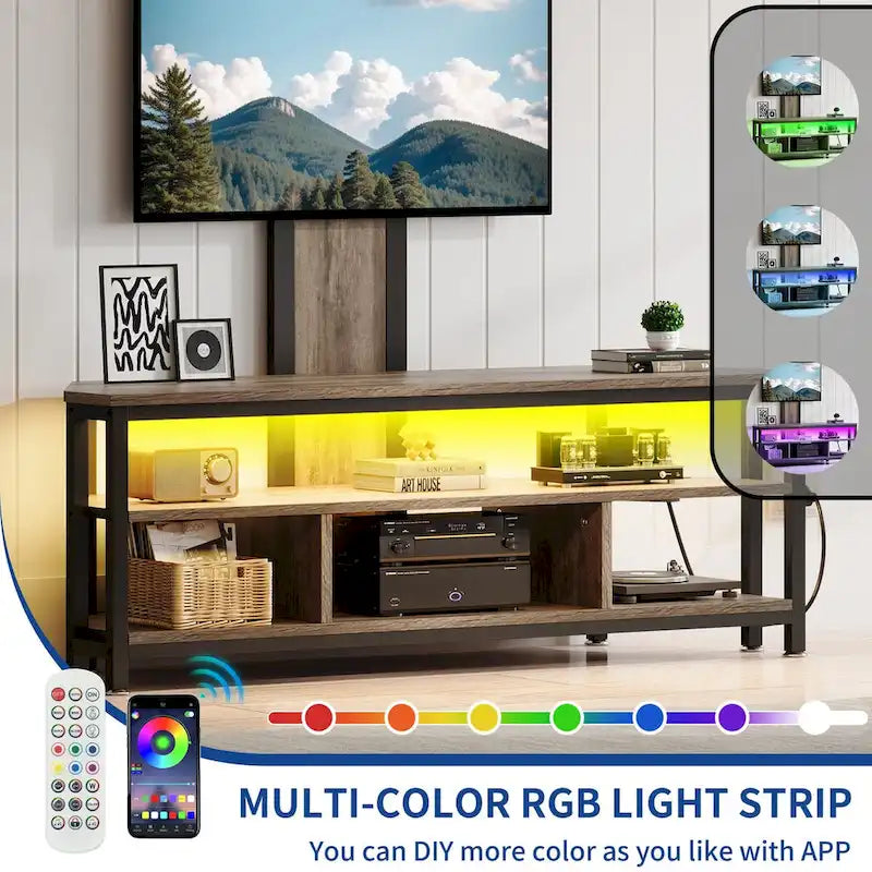 Moasis LED TV Stand with Mount, Power Outlet, and USB Port for TVs up to 70 inches 11