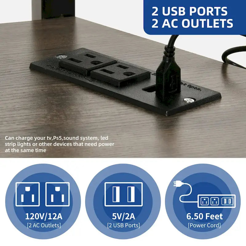Moasis LED TV Stand with Mount, Power Outlet, and USB Port for TVs up to 70 inches 12