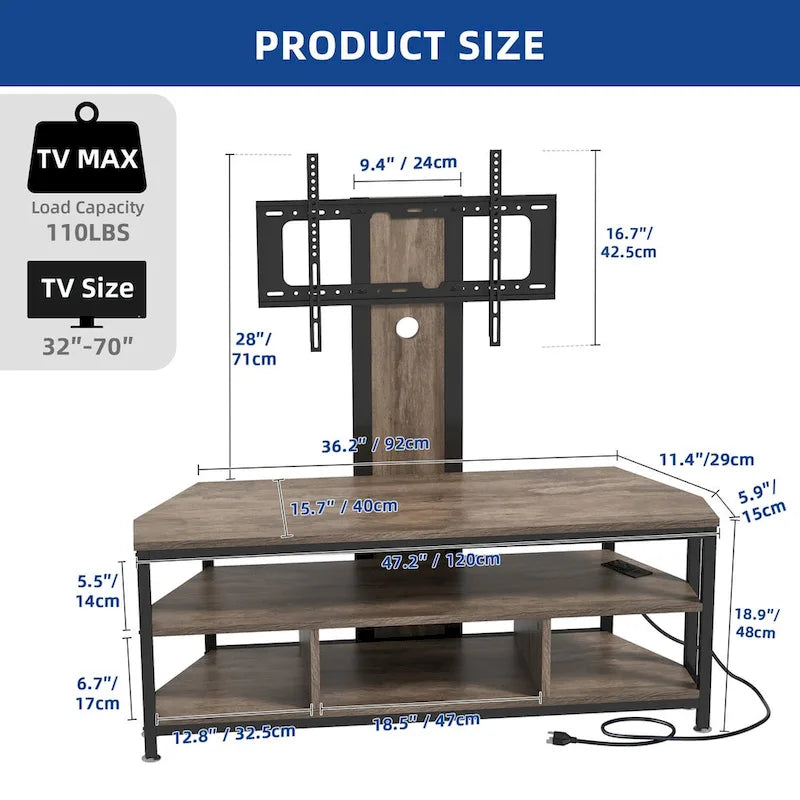 Moasis LED TV Stand with Mount, Power Outlet, and USB Port for TVs up to 70 inches 15