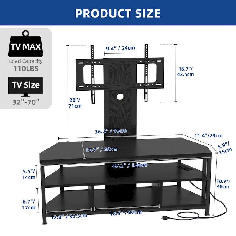 Moasis LED TV Stand with Mount, Power Outlet, and USB Port for TVs up to 70 inches 23