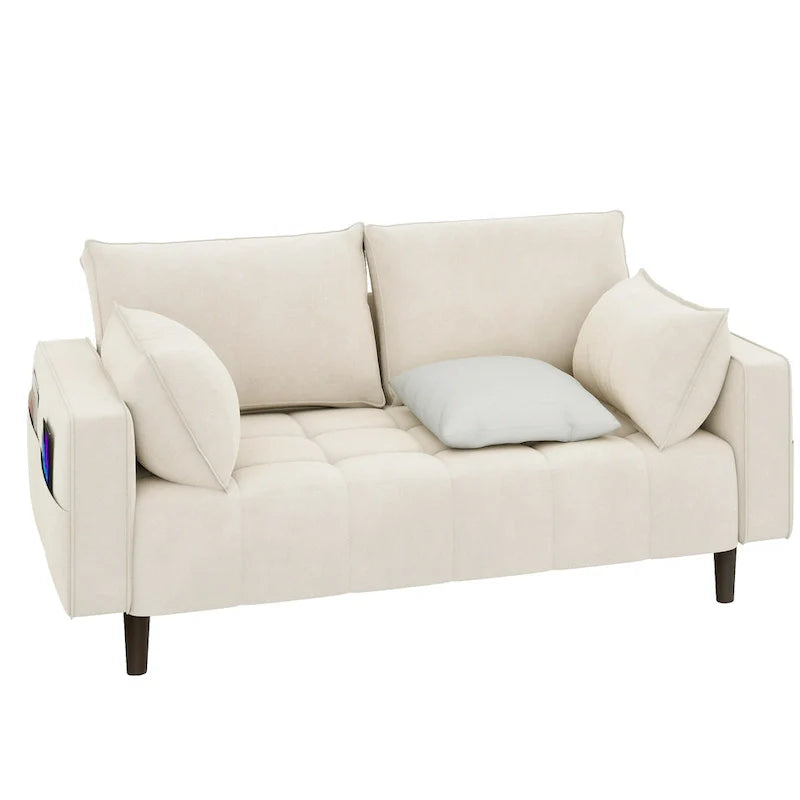 Moasis 56-Inch Velvet Tufted Loveseat Sofa with Button-Detail Seat and Convenient Side Storage Pocket 2