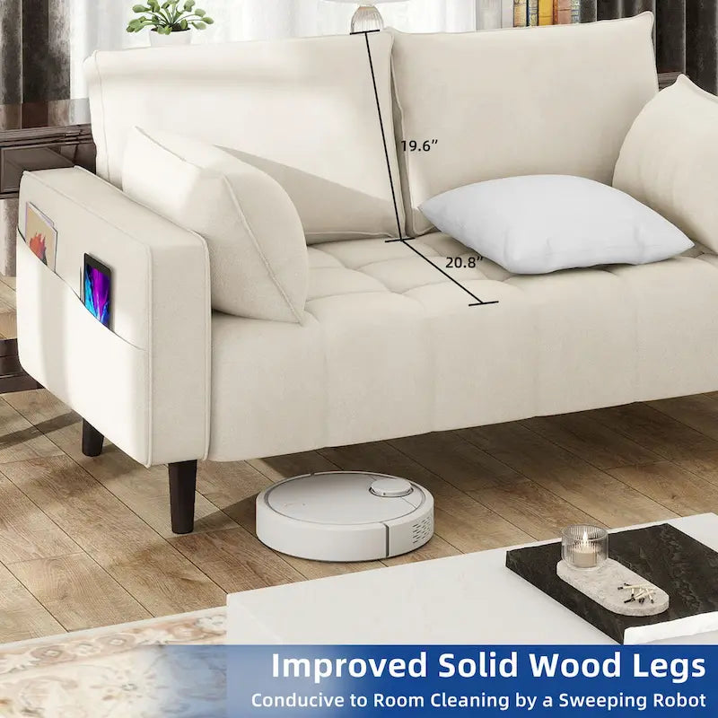 Moasis 56-Inch Velvet Tufted Loveseat Sofa with Button-Detail Seat and Convenient Side Storage Pocket 4