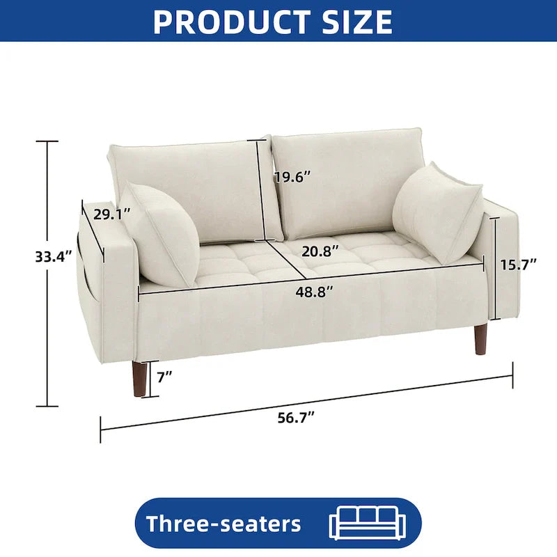 Moasis 56-Inch Velvet Tufted Loveseat Sofa with Button-Detail Seat and Convenient Side Storage Pocket 8