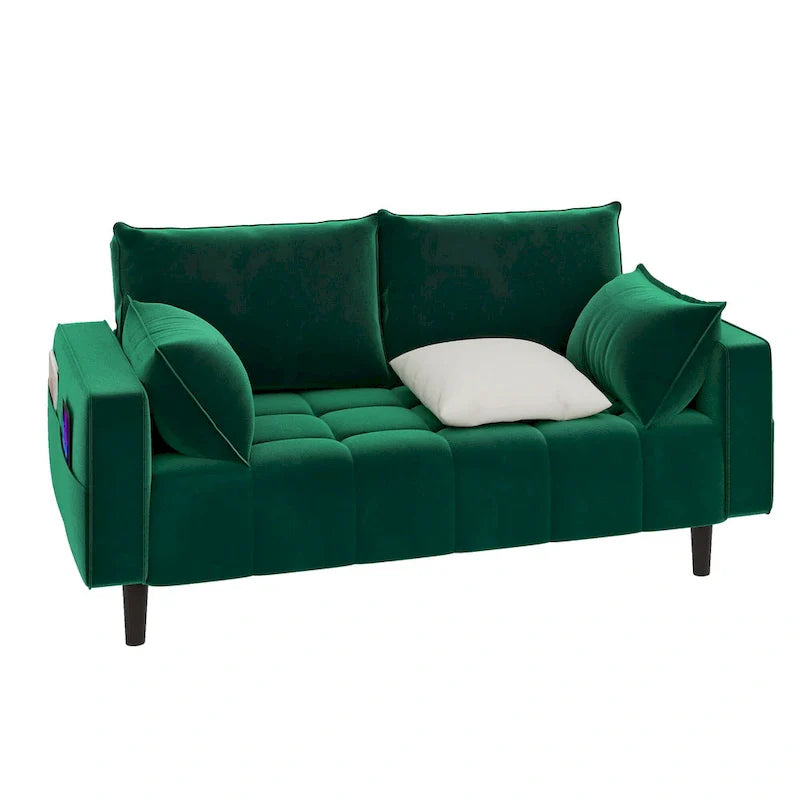Moasis 56-Inch Velvet Tufted Loveseat Sofa with Button-Detail Seat and Convenient Side Storage Pocket 10