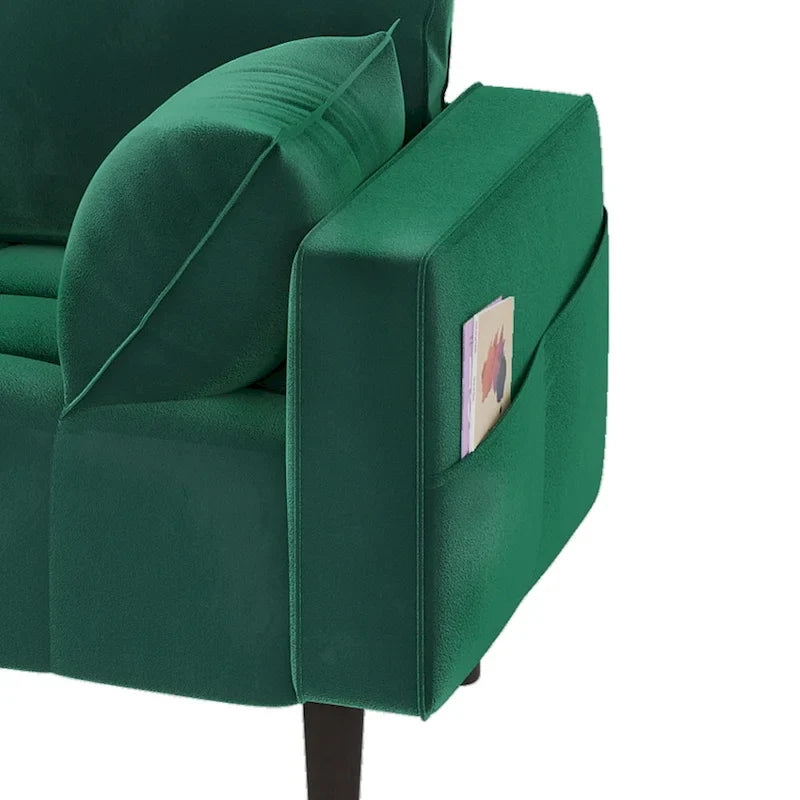 Moasis 56-Inch Velvet Tufted Loveseat Sofa with Button-Detail Seat and Convenient Side Storage Pocket 14