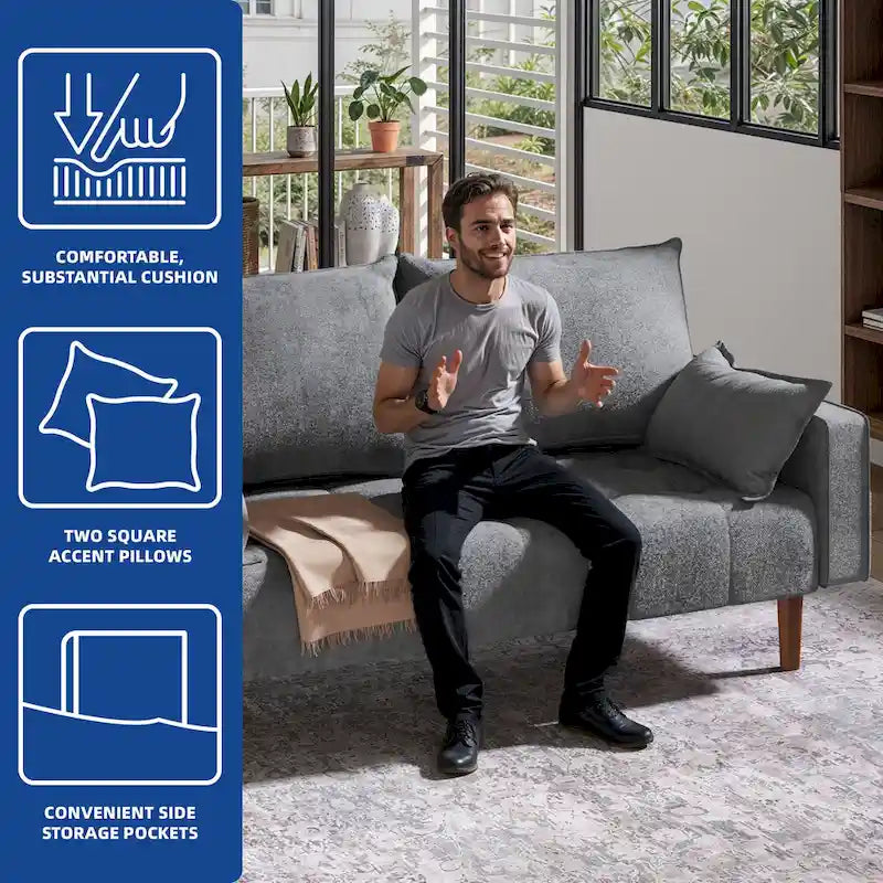 Moasis 56-Inch Velvet Tufted Loveseat Sofa with Button-Detail Seat and Convenient Side Storage Pocket 20