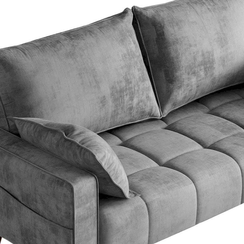 Moasis 56-Inch Velvet Tufted Loveseat Sofa with Button-Detail Seat and Convenient Side Storage Pocket 24