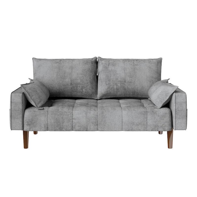 Moasis 56-Inch Velvet Tufted Loveseat Sofa with Button-Detail Seat and Convenient Side Storage Pocket 25
