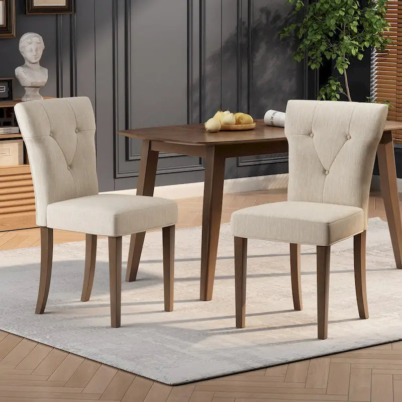 Set of 2 Chastin Farmhouse Upholstered Dining Chairs in Rubberwood by Christopher Knight Home 1