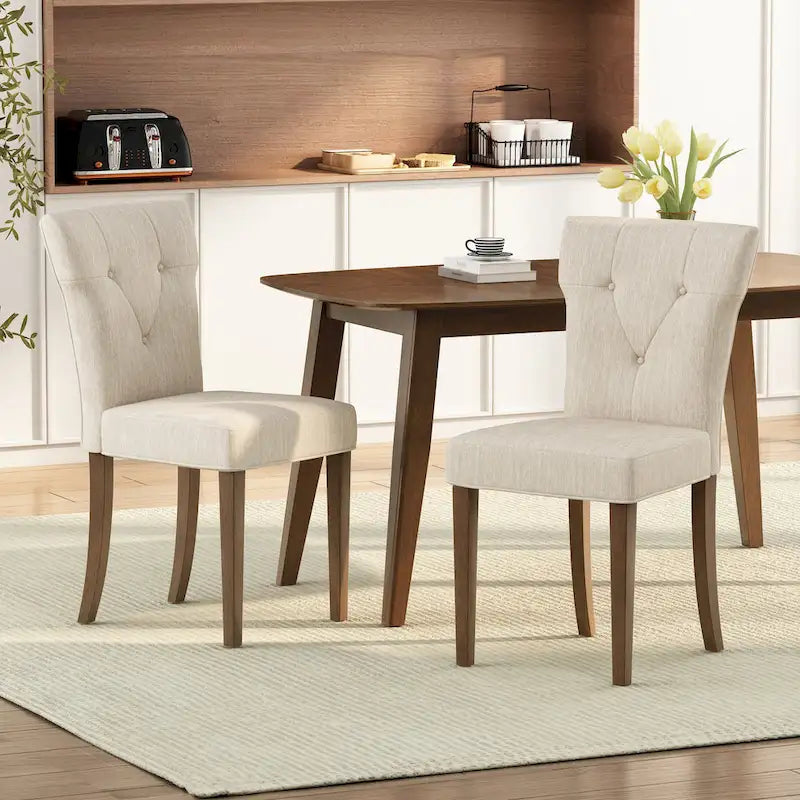 Set of 2 Chastin Farmhouse Upholstered Dining Chairs in Rubberwood by Christopher Knight Home 2