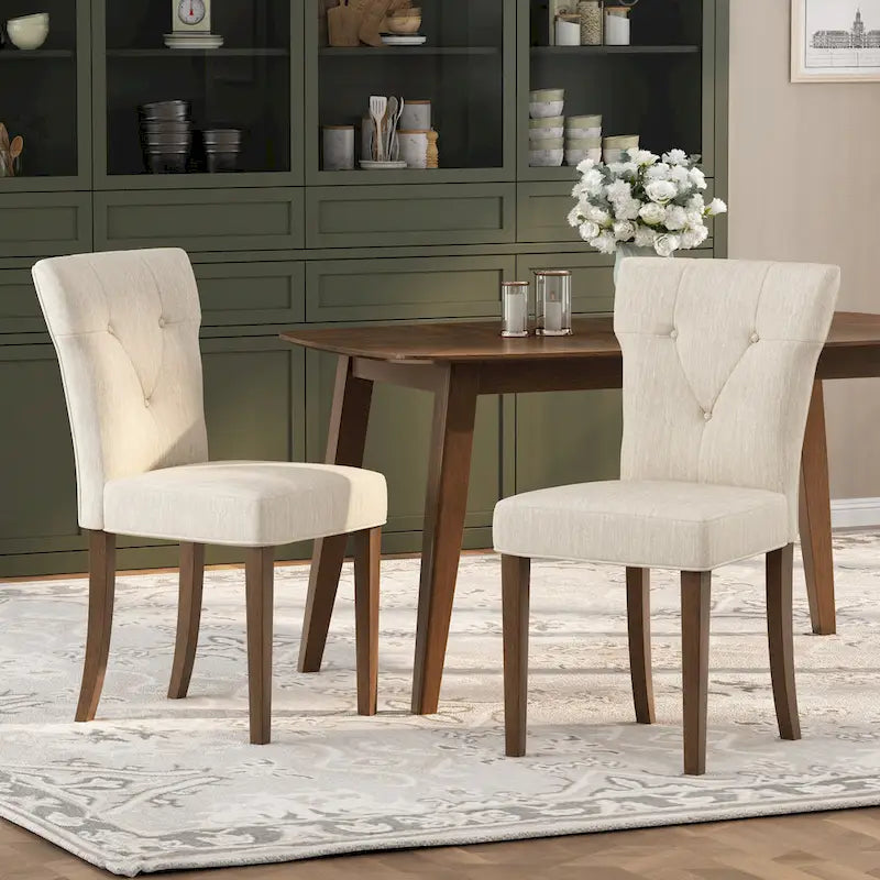 Set of 2 Chastin Farmhouse Upholstered Dining Chairs in Rubberwood by Christopher Knight Home 3