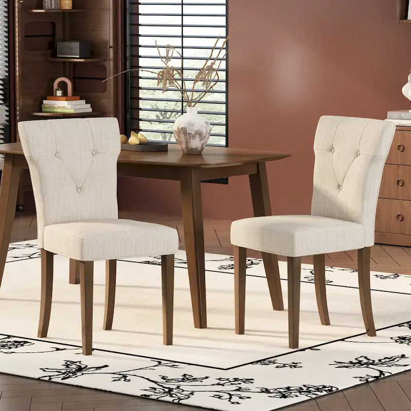 Set of 2 Chastin Farmhouse Upholstered Dining Chairs in Rubberwood by Christopher Knight Home 4