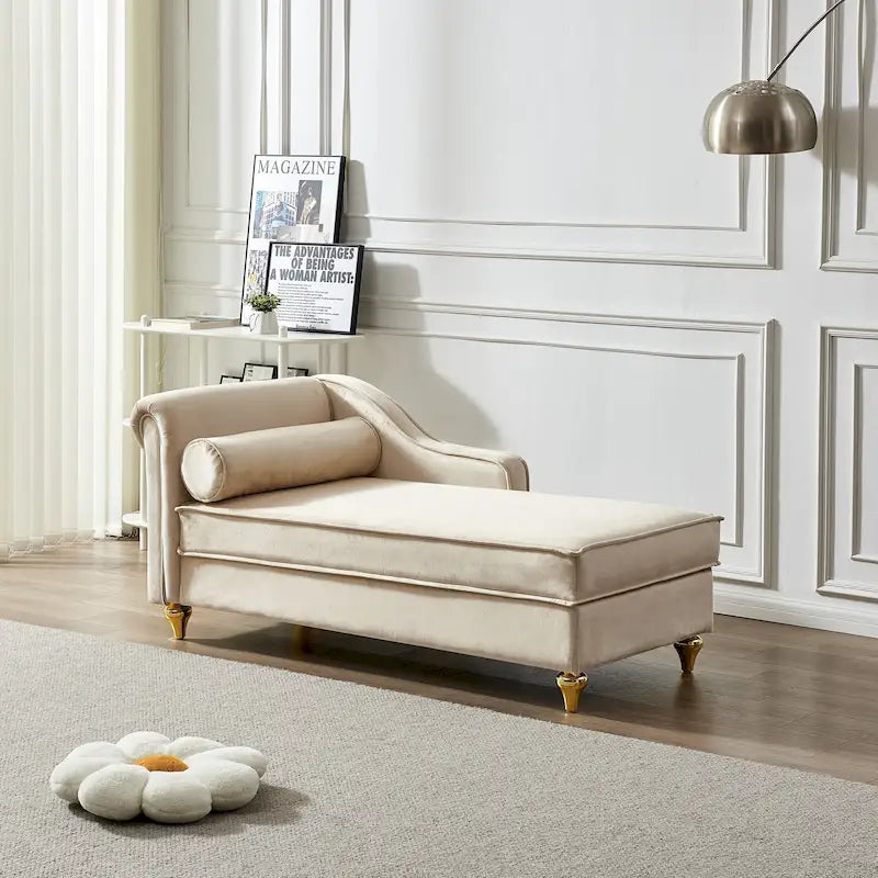 Contemporary Velvet Chaise Lounge Chair with Storage 36