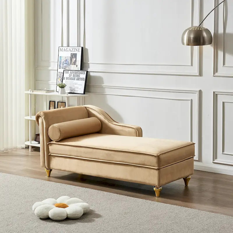 Contemporary Velvet Chaise Lounge Chair with Storage 37