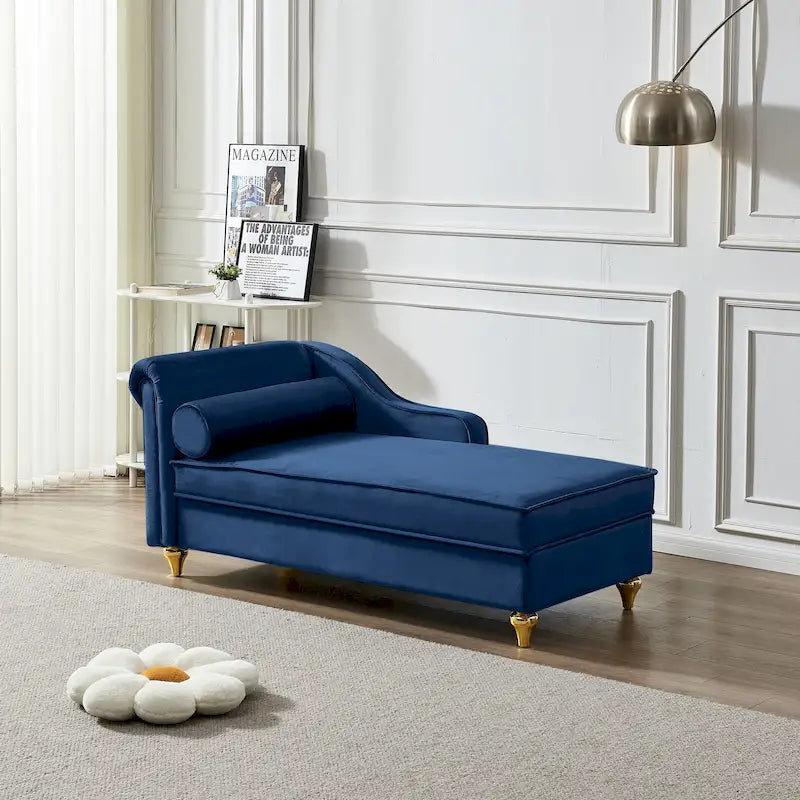 Contemporary Velvet Chaise Lounge Chair with Storage 38