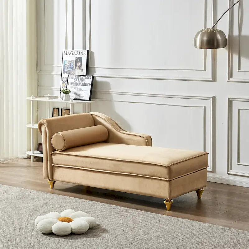 Contemporary Velvet Chaise Lounge Chair with Storage 1