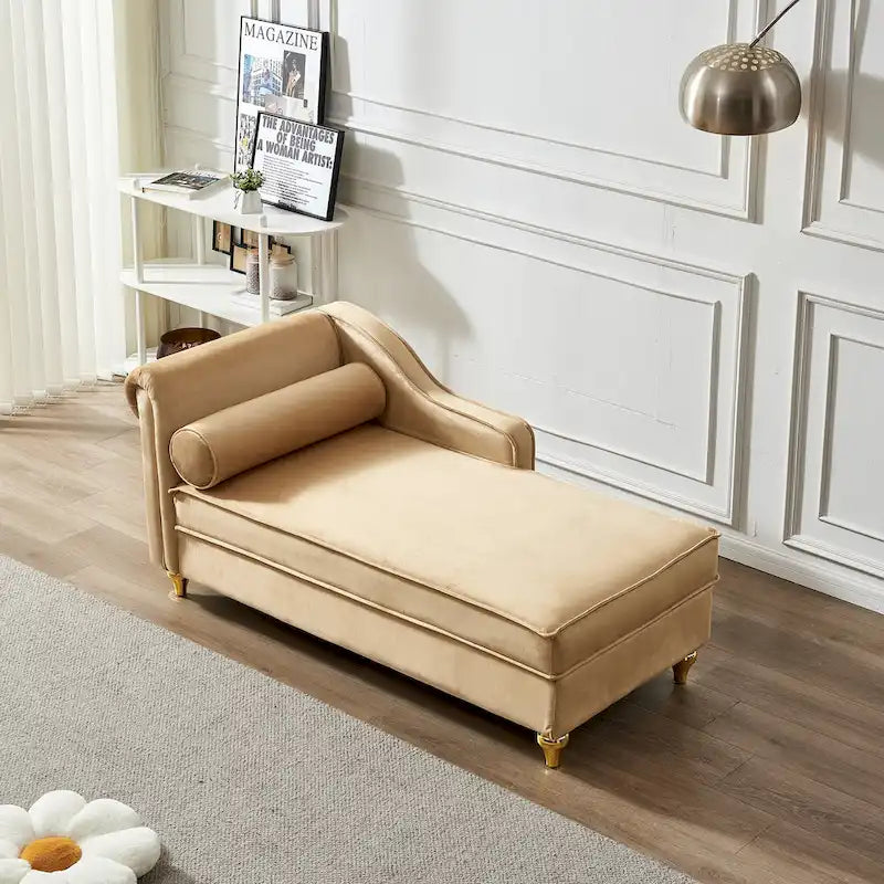 Contemporary Velvet Chaise Lounge Chair with Storage 2