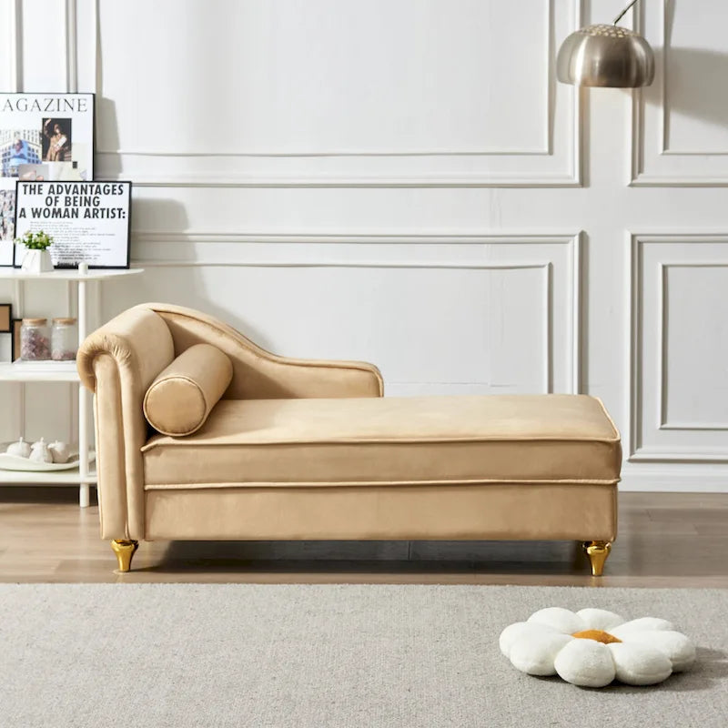 Contemporary Velvet Chaise Lounge Chair with Storage 3