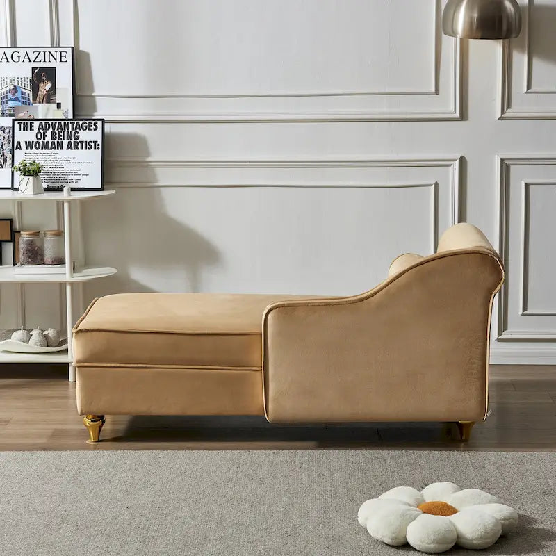 Contemporary Velvet Chaise Lounge Chair with Storage 5