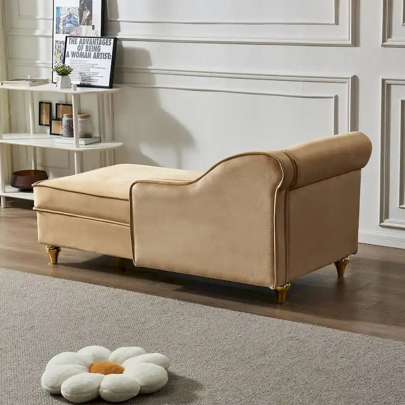 Contemporary Velvet Chaise Lounge Chair with Storage 6