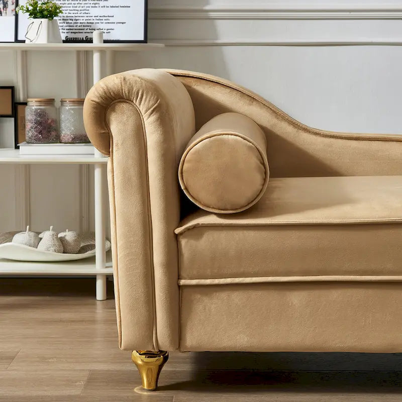 Contemporary Velvet Chaise Lounge Chair with Storage 7