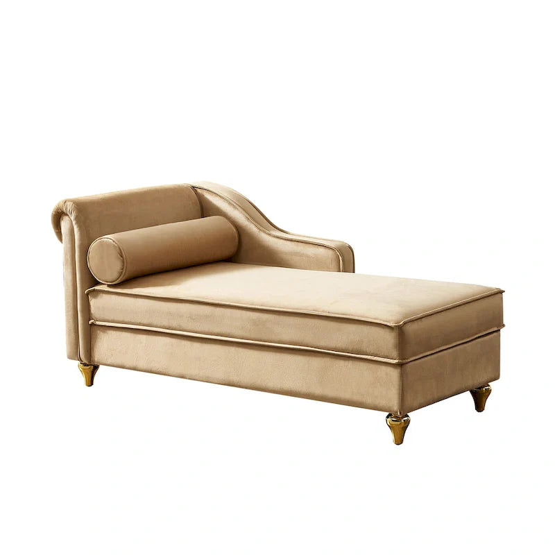 Contemporary Velvet Chaise Lounge Chair with Storage 10
