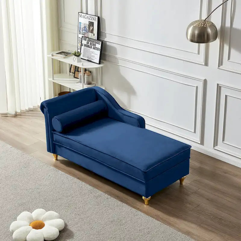 Contemporary Velvet Chaise Lounge Chair with Storage 14