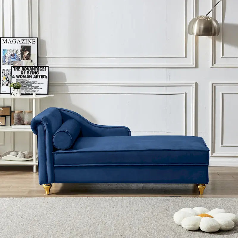 Contemporary Velvet Chaise Lounge Chair with Storage 16