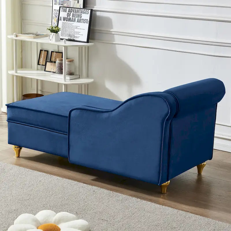 Contemporary Velvet Chaise Lounge Chair with Storage 17
