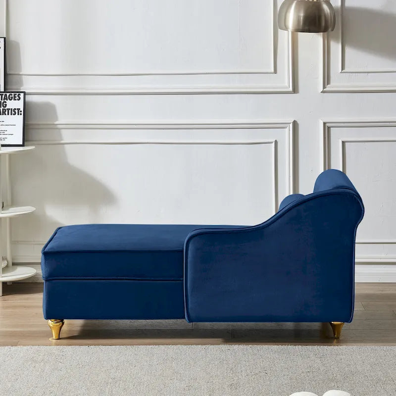 Contemporary Velvet Chaise Lounge Chair with Storage 18