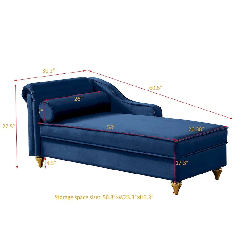 Contemporary Velvet Chaise Lounge Chair with Storage 23
