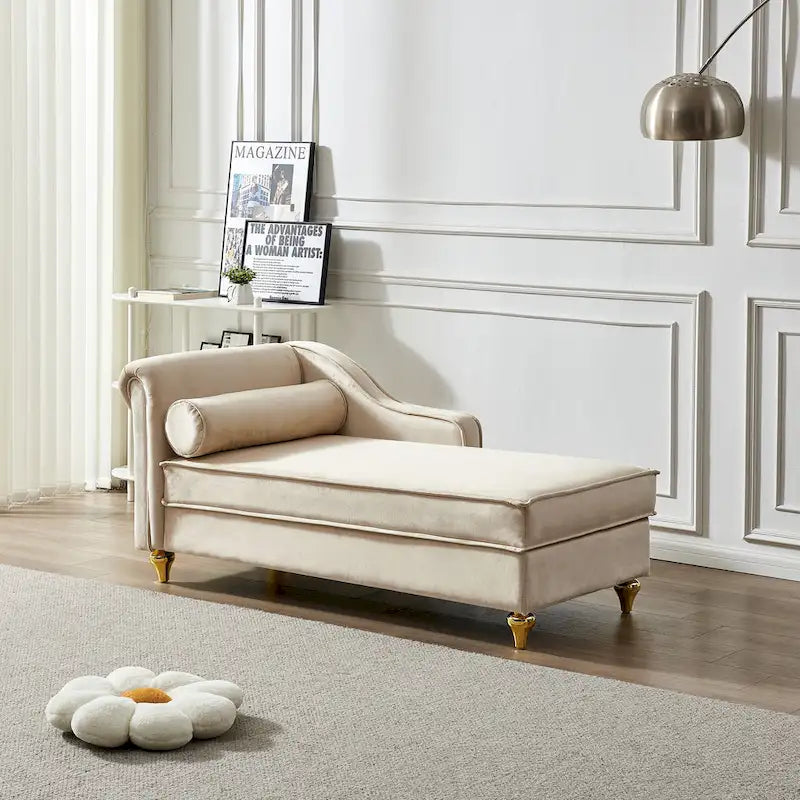 Contemporary Velvet Chaise Lounge Chair with Storage 24