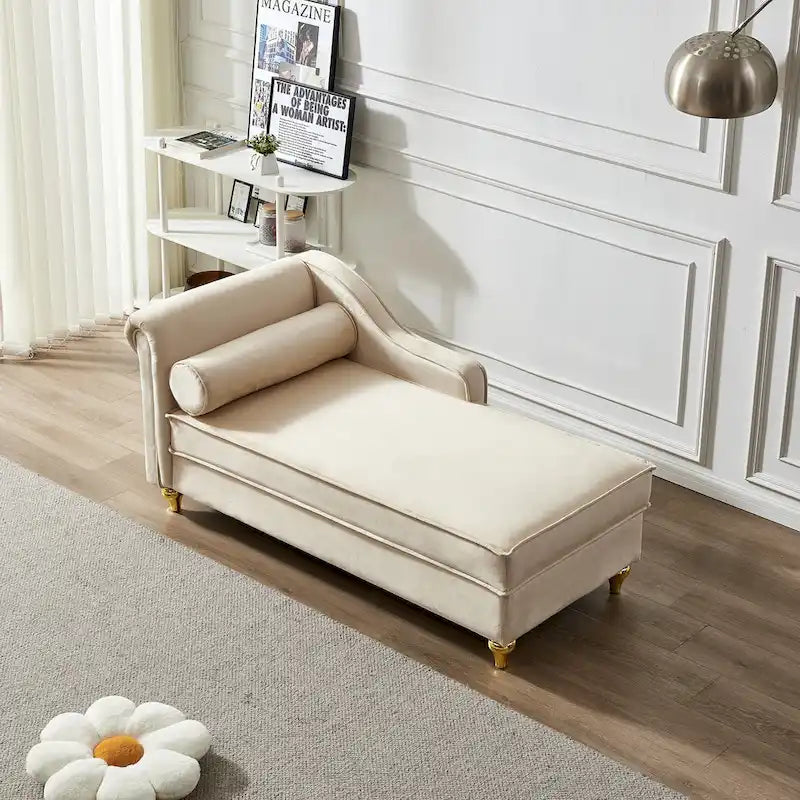 Contemporary Velvet Chaise Lounge Chair with Storage 25