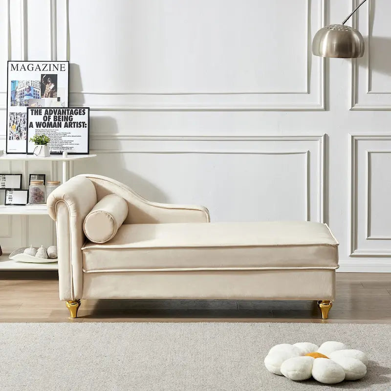 Contemporary Velvet Chaise Lounge Chair with Storage 26