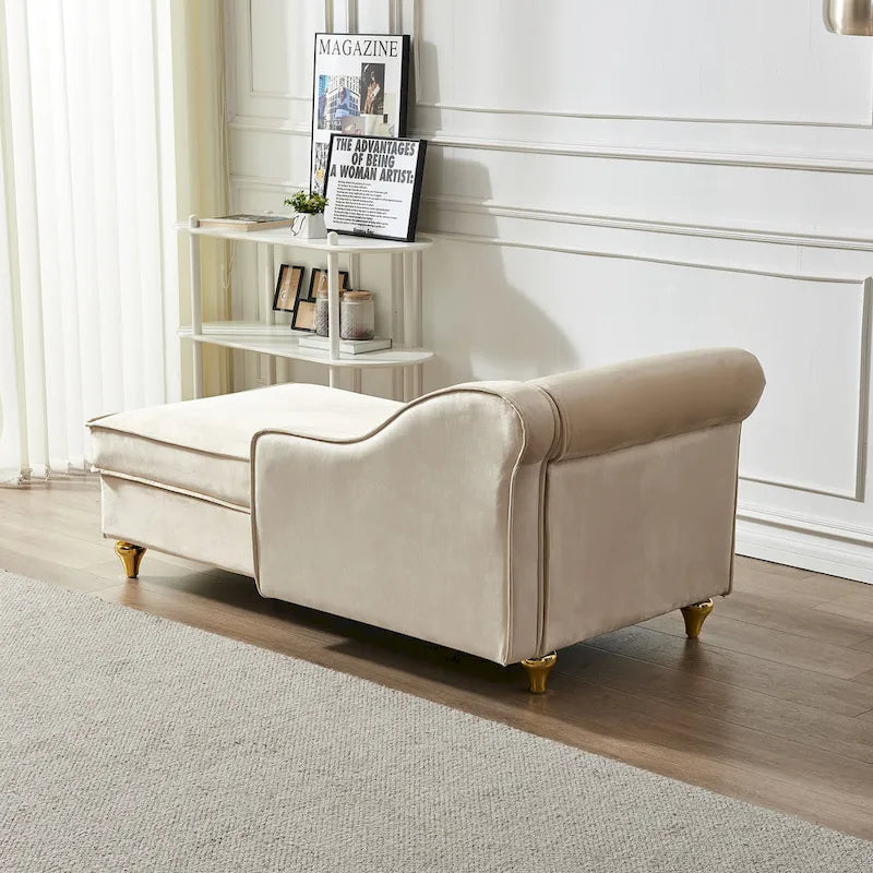 Contemporary Velvet Chaise Lounge Chair with Storage 27