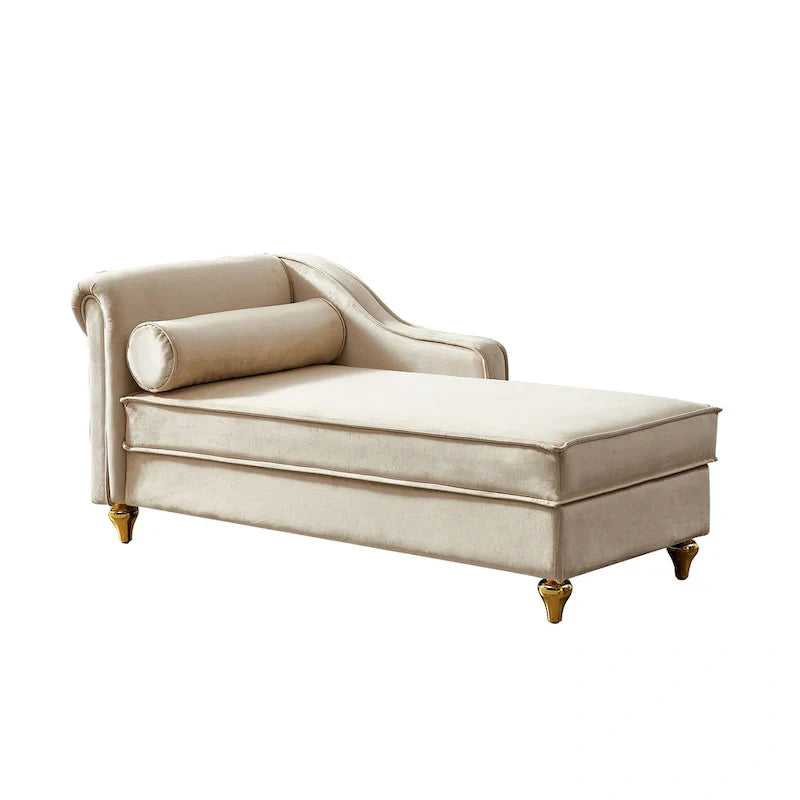 Contemporary Velvet Chaise Lounge Chair with Storage 34