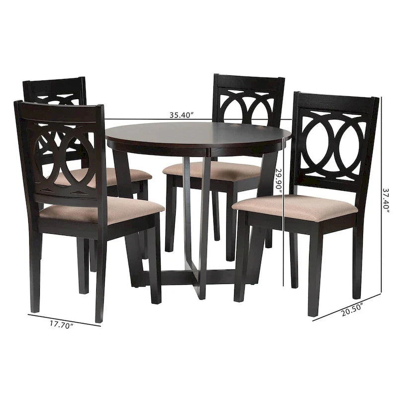 Kara Contemporary 5-Piece Wooden Dining Set 11