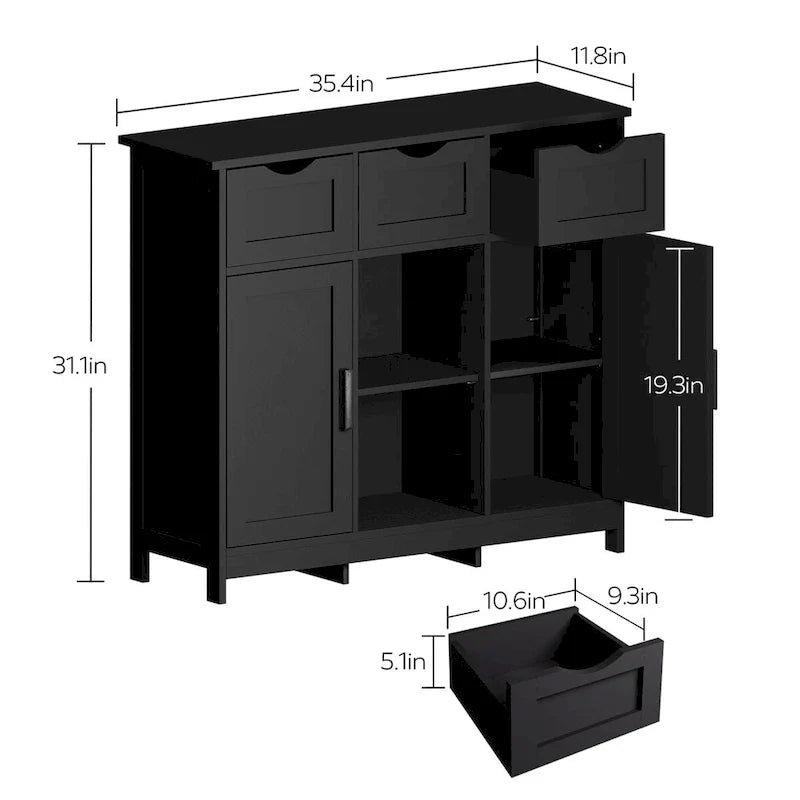 Roomfitters Morden Buffet Sideboard Cabinet with Doors and Drawers - Stylish Coffee Bar and Storage Solution 9