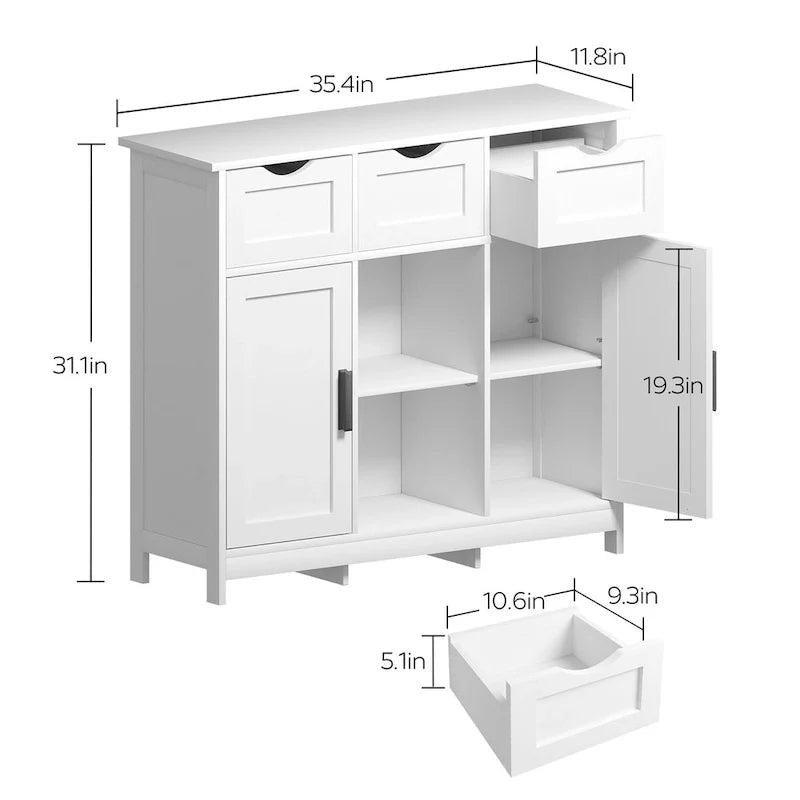 Roomfitters Morden Buffet Sideboard Cabinet with Doors and Drawers - Stylish Coffee Bar and Storage Solution 15
