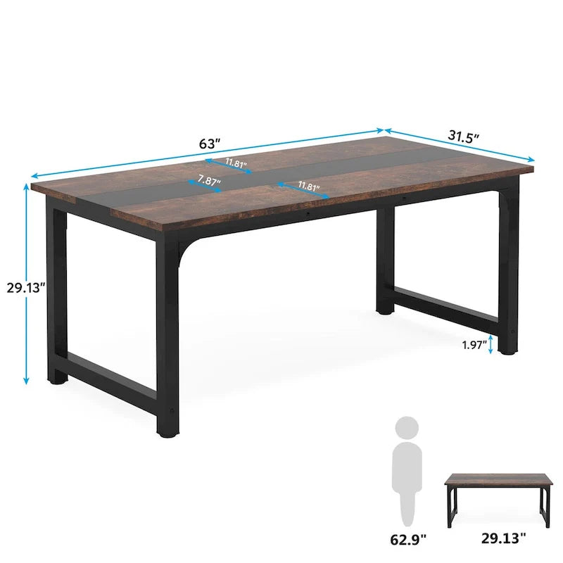Compact Conference Table for 4-6 People - Dimensions: 63" L x 31.5" W x 29.13" H 2
