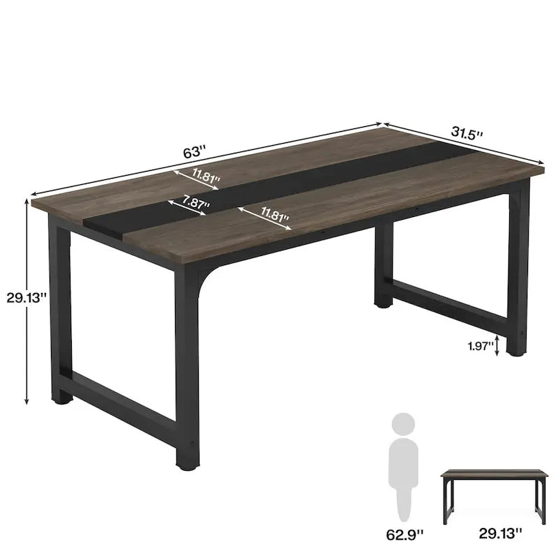 Compact Conference Table for 4-6 People - Dimensions: 63" L x 31.5" W x 29.13" H 3