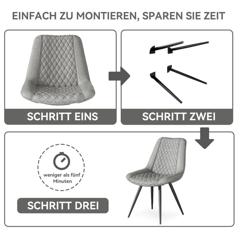 Set of 2 Leather Dining Chairs with Metal Legs 2