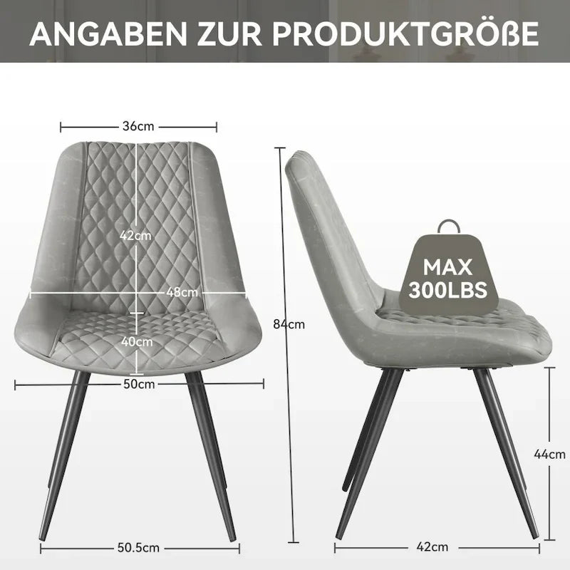Set of 2 Leather Dining Chairs with Metal Legs 3
