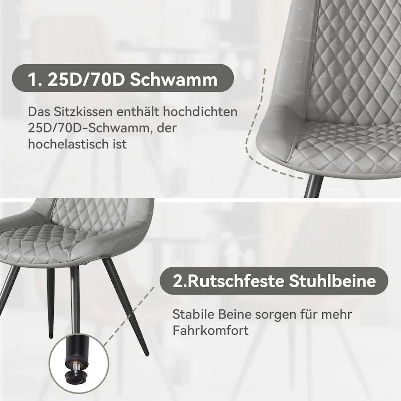 Set of 2 Leather Dining Chairs with Metal Legs 4